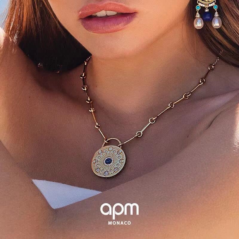 APM Monaco Gold Evil Eye Pendant Necklace